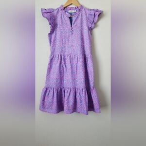 Vineyard Vines Lavender and Fuchsia Flutter Sleeve Dress